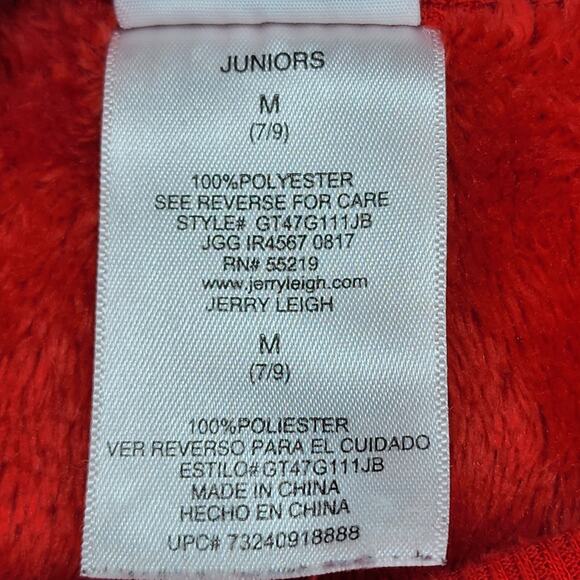 Disney Holiday Sweater Juniors 7/8 Mickey Mouse Reindeer Christmas Fuzzy Red Fes - Picture 10 of 10